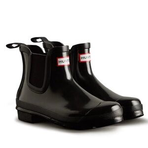 HUNTER Women's Original Gloss Chelsea Boots Size US 7 Black
